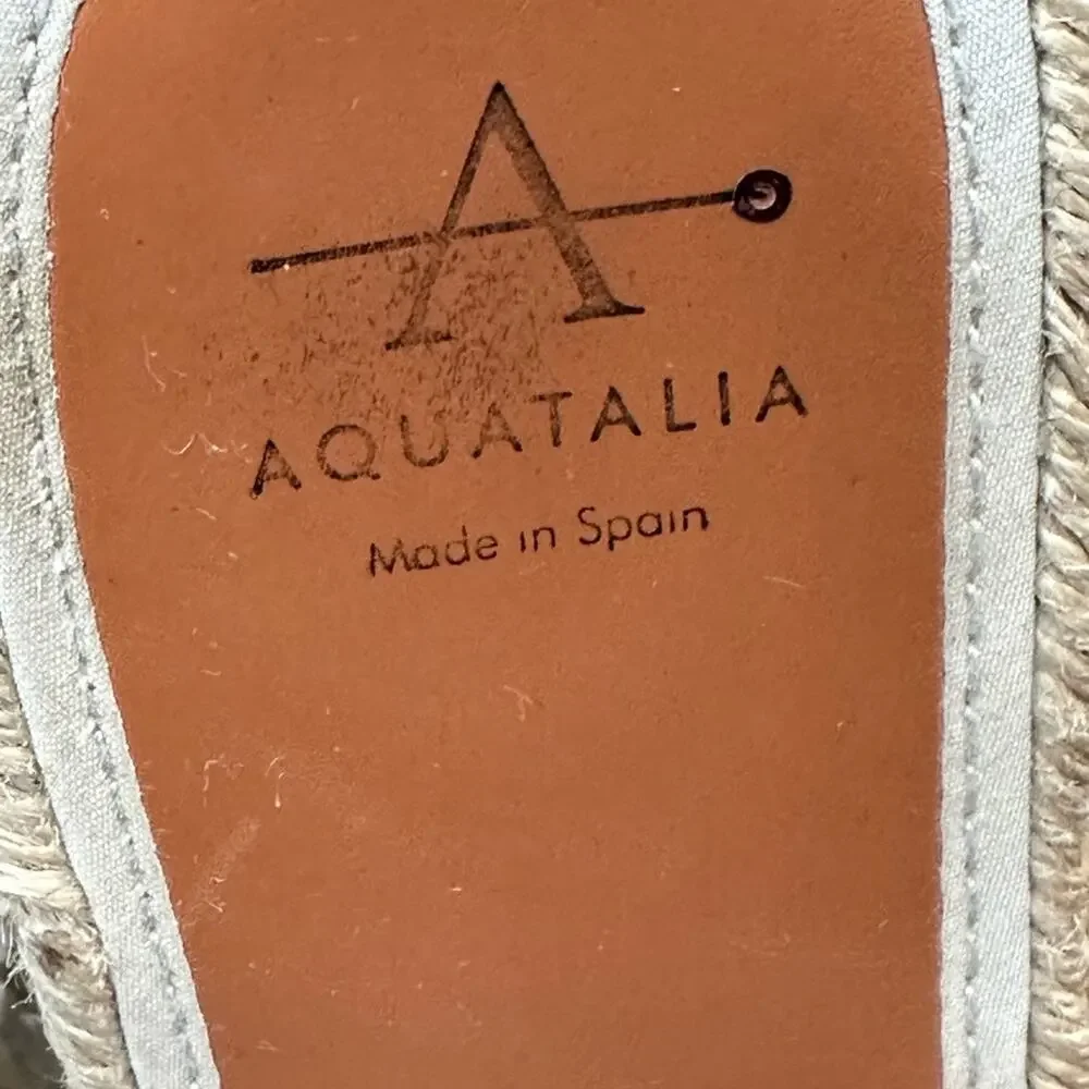 Aquatalia Whitney Platform Slides Stone Suede Espadrille Sandals Size 9M